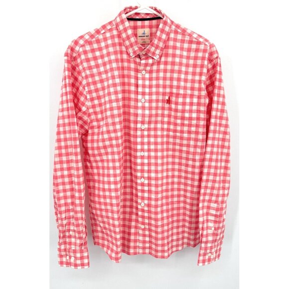johnnie-O Hangin’ Out Shirt Men's L Pink Check Button Down Long Sleeve - Picture 1 of 5